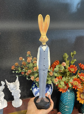 外贸北欧复古树脂兔子先生摆件家居装饰品客厅玄关电视柜桌面摆设