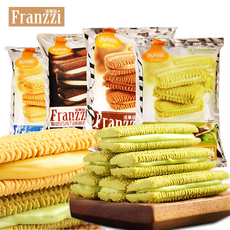 franzzi法丽兹酸奶抹茶慕斯巧克力夹心曲奇饼干网红健康零食散装_虎窝淘