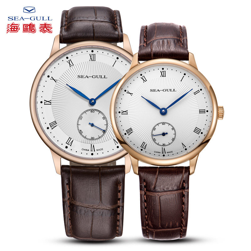 官方正品海鸥手表男女对表纤薄商务防水机械机芯情侣腕表6009