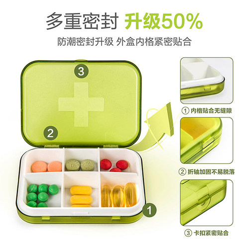 药盒便携式一周分装药物收纳盒随身迷你药丸盒子7天分药器小药盒 - 图1