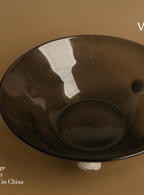 梵其【石隐】中古手工玻璃果盘摆件轻奢高级感民宿餐厅艺术水果篮