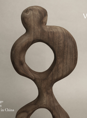 侘寂风复古创意几何艺术实木摆件