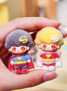 跨境萌粒超人迪迪植绒小公仔 diy钥匙扣配挂件桌面小摆件饰品