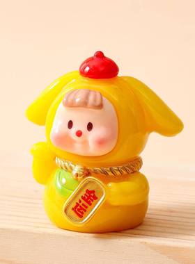 卡通招财多妹萌粒潮玩盲盒配件 diy饰品树脂工艺品桌面小摆件