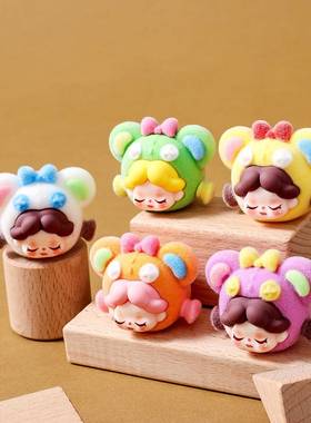 可爱植绒温迪小熊头萌粒公仔摆件潮玩盲盒配件直播对对碰盲袋进货