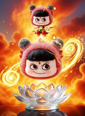 新款哪吒头萌粒植绒公仔 diy钥匙扣配挂件直播对对碰盲袋配件