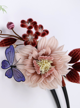 扬州绒梅绮绒花非遗绒花蚕丝新中式高级感古风配饰发簪发夹牡丹花