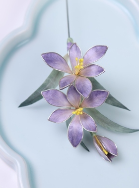 扬州绒梅绮绒花非遗绒花蚕丝新中式高级感古风配饰发簪兰花送礼