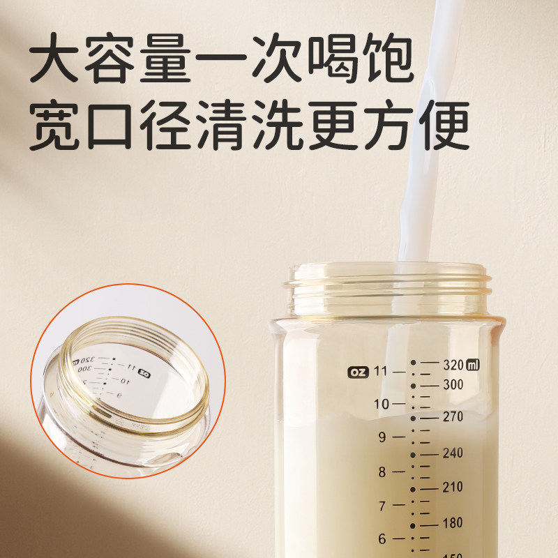 依姿兔吸管奶瓶一岁以上2岁喝奶3岁儿童喝水杯三岁宝宝PPSU大容量