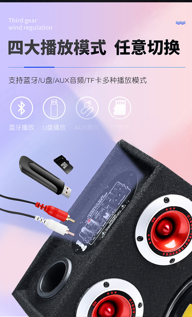 双高音车载低音炮12v24伏货汽车音响220V家用插卡蓝牙音箱有源 - 图0