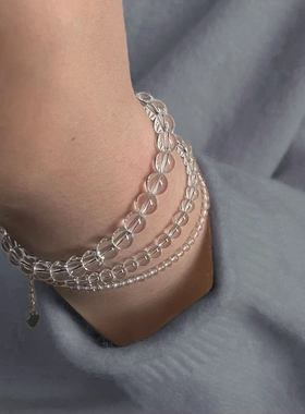 纯银白水晶手链女生性闺蜜礼物