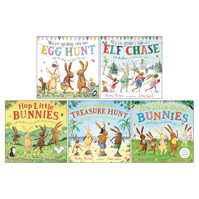 英文原版 The Bunny Adventures 小兔子系列绘本5册 跳跃的兔子 我们要去寻宝 我们去追圣诞精灵 儿童读物 英文版 进口英语书籍