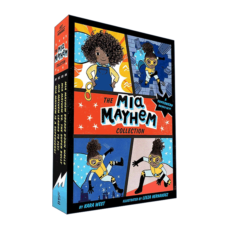 英文原版 The Mia Mayhem Collection Boxed Set 超级英雄米娅1-4盒装  黑白章节书 英文版 进口英语原版书籍