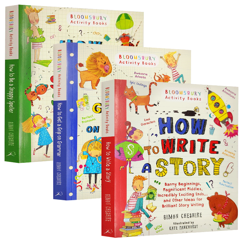 How To 英文原版 英语学习3本套装 write a story grammar spelling 写故事 语法 单词拼写7-9岁 Simon Cheshire 英文版进口英语书