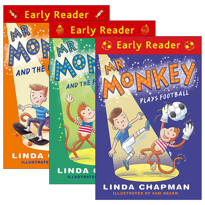 英文原版 Mr Monkey 猴子先生 3册 魔术/踢足球/仙女茶会 Early Reader 英文版 进口英语原版书籍