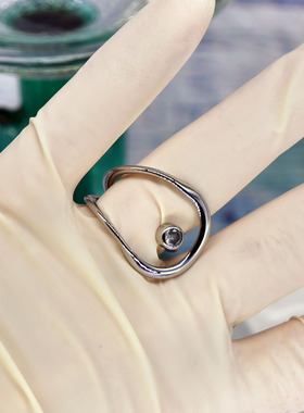 未来感不规则镶钻配饰男女款戒指