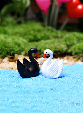 新品 盆栽园艺小摆件黑白天鹅室内苔藓微景观绿植物DIY材料装饰品