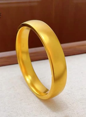 金包银古法宽面轮胎手镯素圈闭口加厚版结婚仿三金镯子