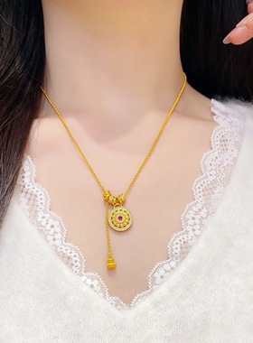 金包银平安扣项链女款轻奢小众吊坠锁骨链送女友