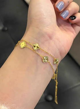 金色饰品 双层四叶草手链女士2026新款轻奢小众精致手串送女友