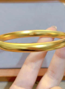 金包银素圈手镯古法传承仿女宽面无缝复古素面手环