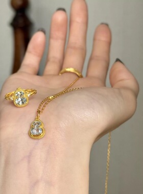 金色饰品点钻拉丝紫水滴吊坠项链锁骨链百搭小众送女友礼