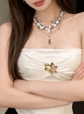 法式多层仿珍珠choker项链女2026新款高级感气质锁骨链晚礼服配饰