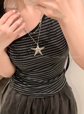 海边双层海星串珠项链女款夏天长款配裙子甜酷辣妹风叠戴颈链配饰