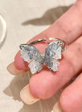 让蝴蝶停在手上~蝴蝶开口戒指女款夏季高级感个性指环食指戒