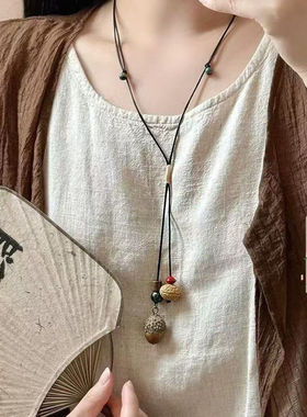 新中式民族风小众设计项链复古长款2025新款国风吊坠编织民族配饰