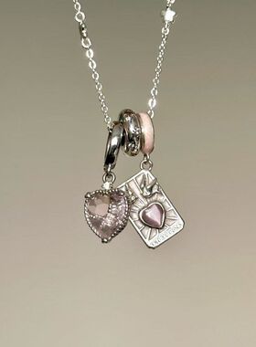 恋爱塔罗牌新款吊坠爱心项链时尚塔罗牌时尚高级小众锁骨链女