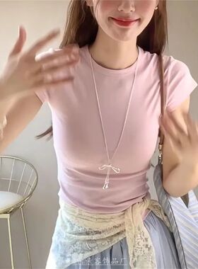 芭蕾风韩系蝴蝶结鞋子吊坠项链女简约ins抽拉式长款项链挂脖配饰