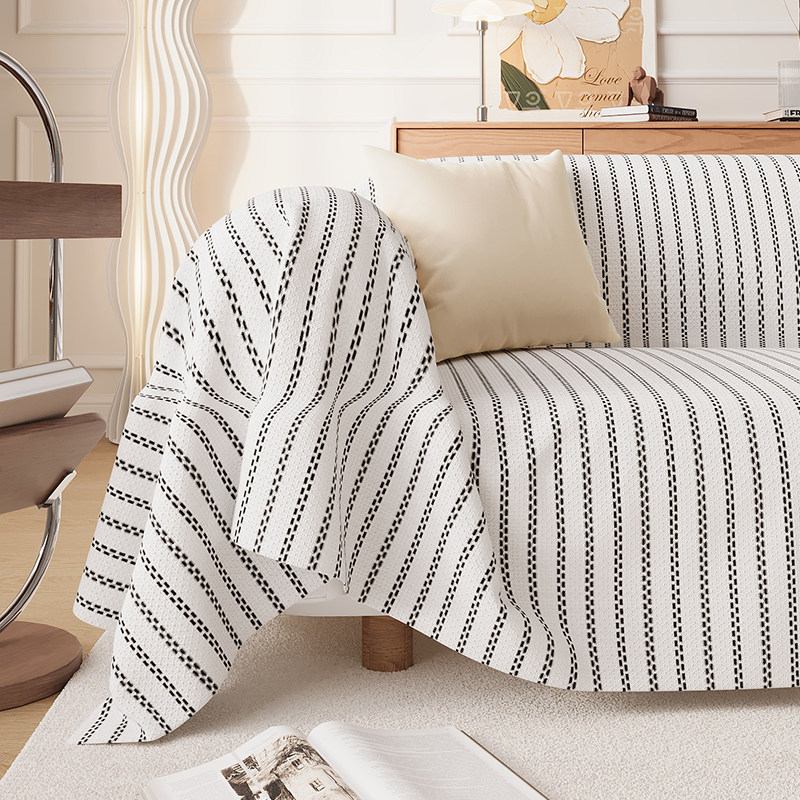 日系条纹沙发巾全包沙发盖布高级满铺沙发套罩四季通用防滑防猫抓,淘宝优惠券,粉丝福利购,淘宝优惠卷