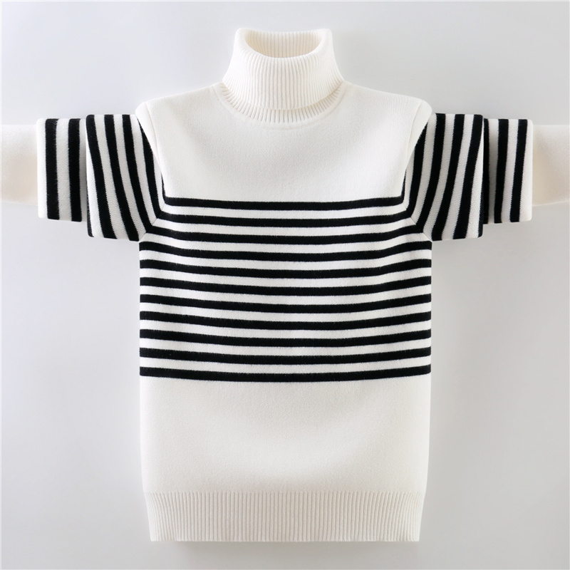 男童毛衣一体绒秋冬款加绒加厚高领儿童针织衫洋气女孩纯棉打底衫 - 图2