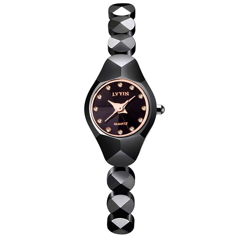 陶瓷女士简约气质潮流防水风石英表 绿茵日晷国产腕表