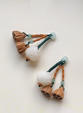 延禧天然桃木菩提莲花吊坠