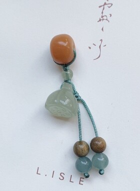 天然菩提隔珠玉石莲蓬手串吊坠文玩配饰治愈情绪小挂件手链小滴溜