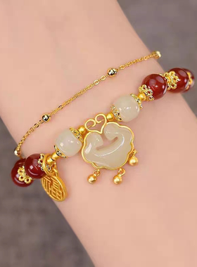 天然和田玉平安锁手链女2026新款高级感小众轻奢精致手串生日礼物