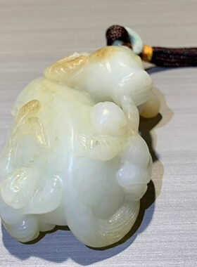 清代和田玉手把件 清代天然和田玉牧牛童子 古董真品天然和田玉