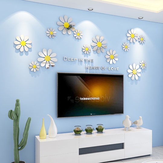 Daisy flowers bedroom wall decoration 3d stereoscopic 3d