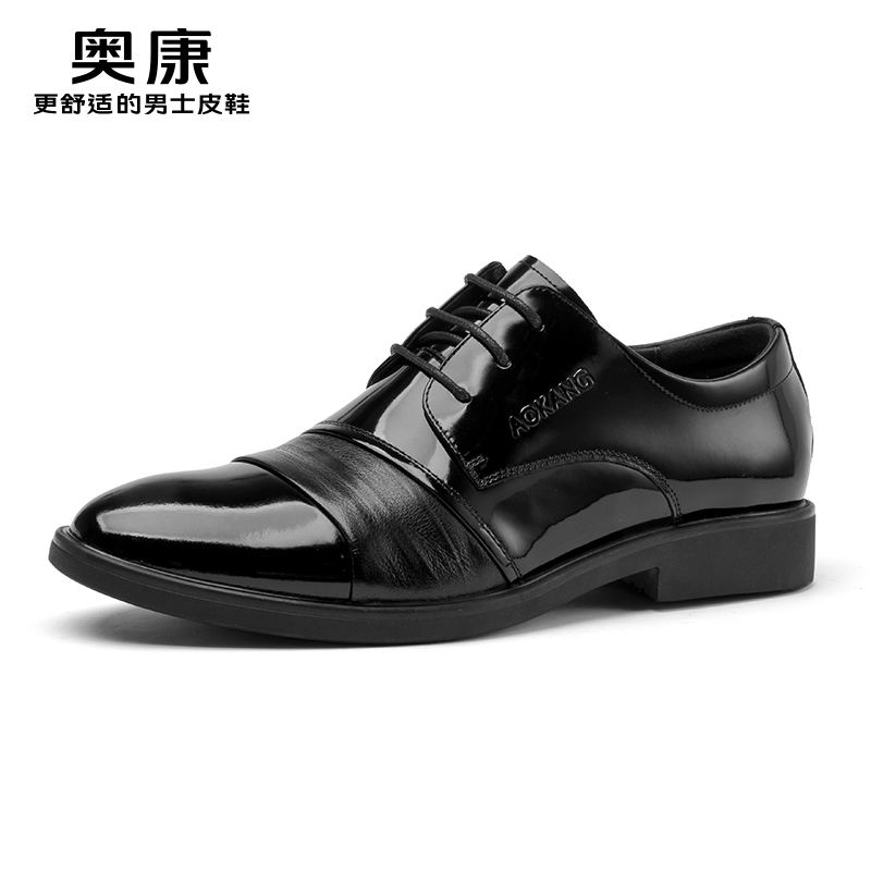 奥康男鞋2025春秋新款真皮商务正装皮鞋男款三接头男士新郎结婚鞋