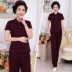 Bộ đồ thể thao trung niên nữ mùa hè quần tay ngắn thể thao Người trung niên cỡ lớn phù hợp với trang phục mẹ mùa hè - Thể thao sau