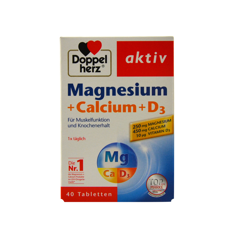 德国Doppelherz双心钙镁D3片复合维生素钙 Magnesium+Calcium+D3 - 图0