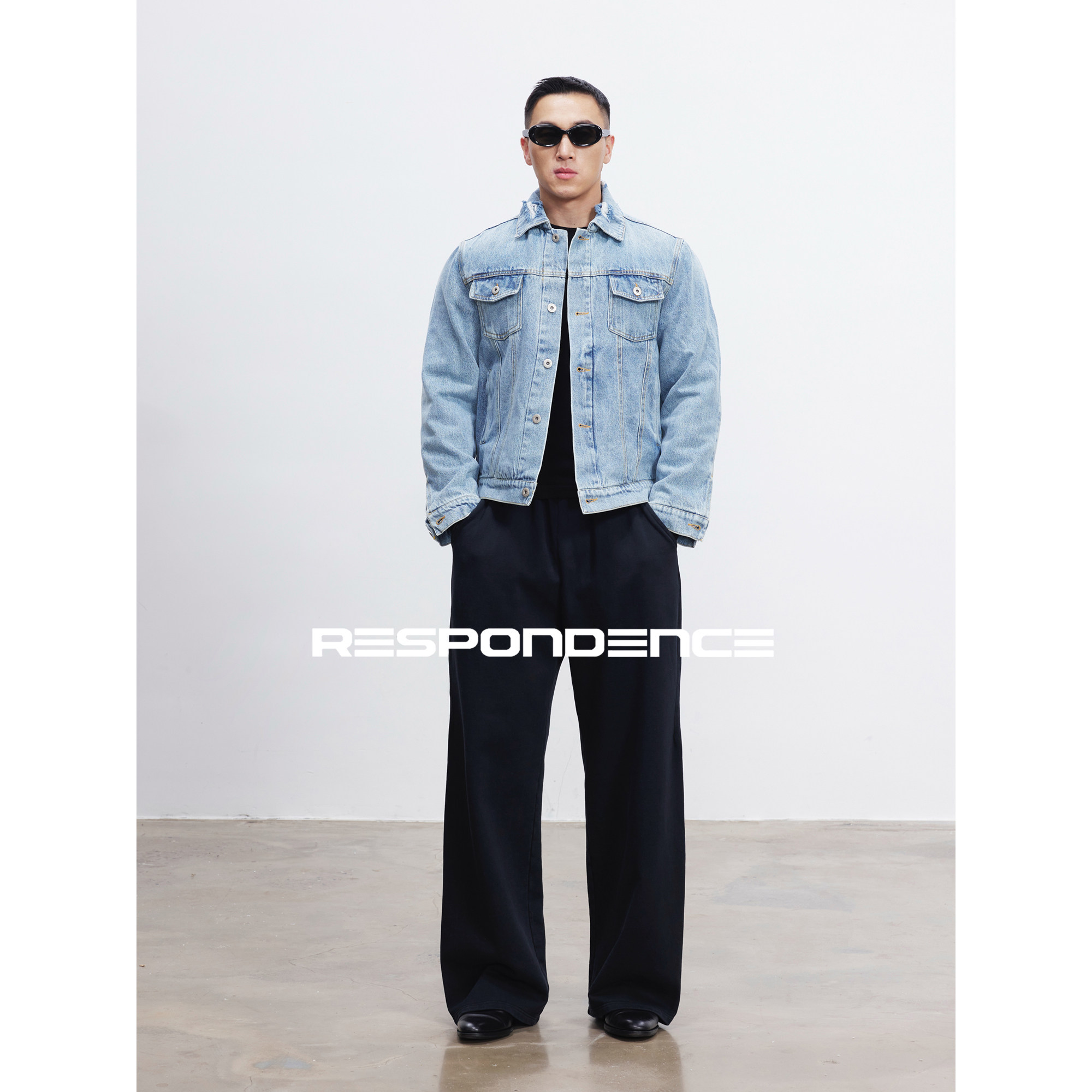 RESPONDENCE 水洗做旧浅蓝牛仔夹克Vintage破坏修身冰蓝外套,淘宝优惠券,粉丝福利购,淘宝优惠卷