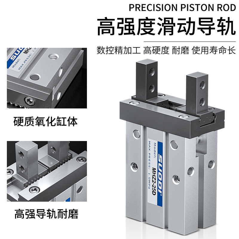 SMC 型气动手指 平行开闭气爪 气缸MHZ2-16D/10D/20D/25D/32D/40D - 图2