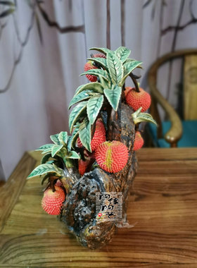 陶瓷工艺品 石湾公仔 老树荔枝摆件 满堂红