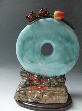 陶瓷石湾公仔摆件大展鸿图工艺品