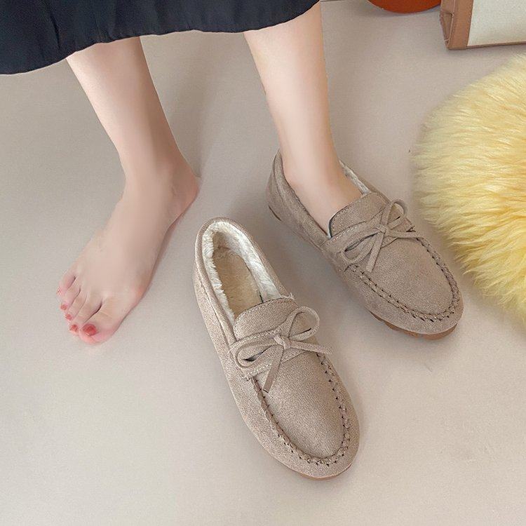 平底豆豆鞋女软底秋冬季新款休闲百搭外穿大码蝴蝶结加绒加厚棉鞋,淘宝优惠券,粉丝福利购,淘宝优惠卷