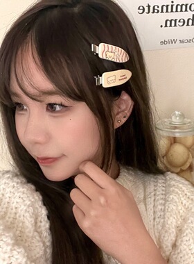 新款可爱卡通小熊曲面发夹发饰少女心前额侧边刘海夹儿童百搭发卡