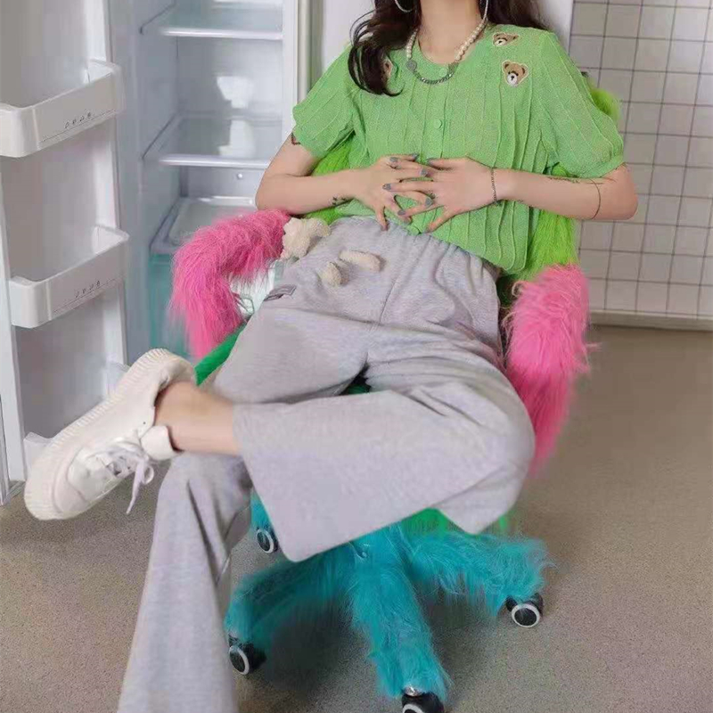 id 女装2025夏新款国内专柜代购同款小熊圆领套头毛衫针织衫 - 图0